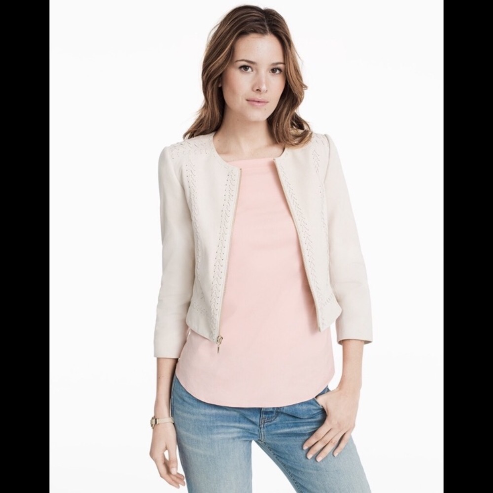 WHBM | Whipstich Leather Cropped Leather Jacket
